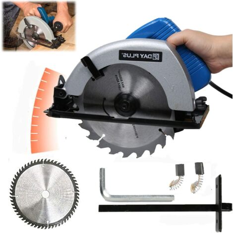 Circular Wood Saw, 900W Heavy Duty 180mm Compact Multi Circular Saw Building Power Handheld Tool Wood Tile Metal Adjustable 45° Bevel Angle Blade Guide Thicken Base