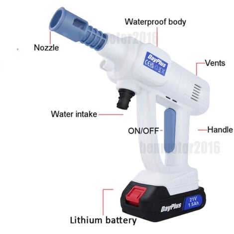 Portable Cordless Car High Pressure Washer Jet Water Wash Cleaner Gun Battery