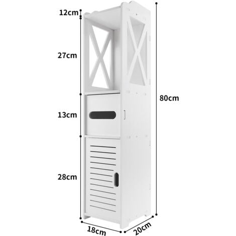 Bathroom Tall Cabinet Free Standing Shelf White Floor Storage Unit Cupboard Waterproof Corner Organizer