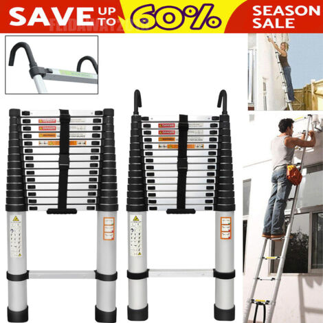 4.4M Portable Extension Telescopic Ladder Multi-Purpose Foldable Ladder w/Hook (1/5)