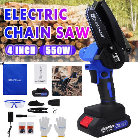 Portable Electric Handheld Chainsaw Tree Trimming Branch Wood Cutting Battery