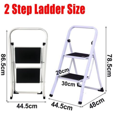 2 Step Ladder Heavy Duty Steel, Mini Small And Compact Folding Steps 2 ...