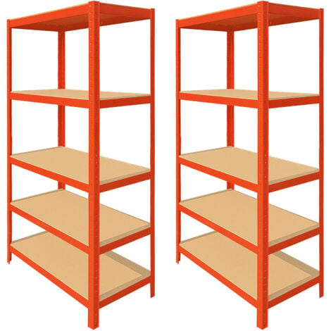 2X Garage Shelving Units 5 Tier Shelves Storage Racking Blue Unit Rack ...