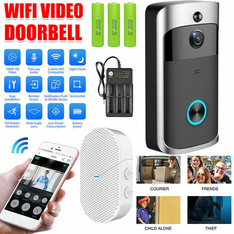 Wireless Video Doorbell Camera 1080p HD Chime Night Vision 2-Way