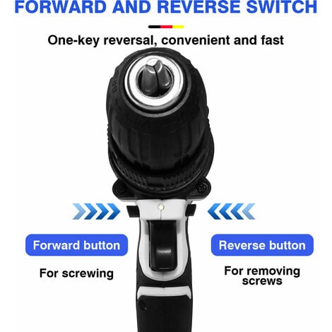 21V Cordless Combi Drill Handheld Screwdriver Set with 45Nm Setting Li-ion Battery 2-Gear 3/8" Chuck Drills Driver Kit Bits for DIY Project