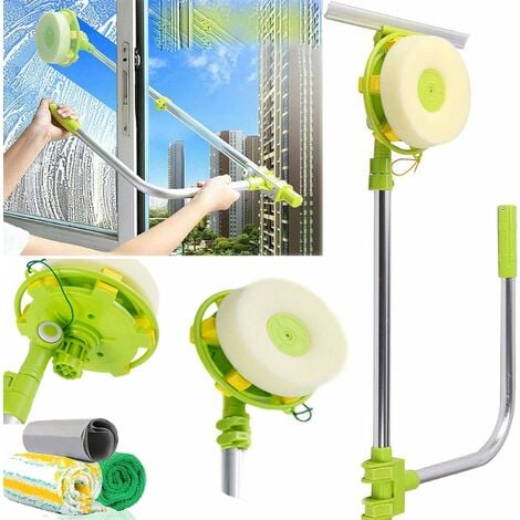Telescopic Glass Cleaner Brush High-rise Window Cleaning for Washing Window  Squeegee Microfiber Extendable Window Scrubber