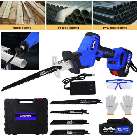 Cordless Reciprocating Saw Electric Wood Metal Cutting 4 Blades Battery Charger
