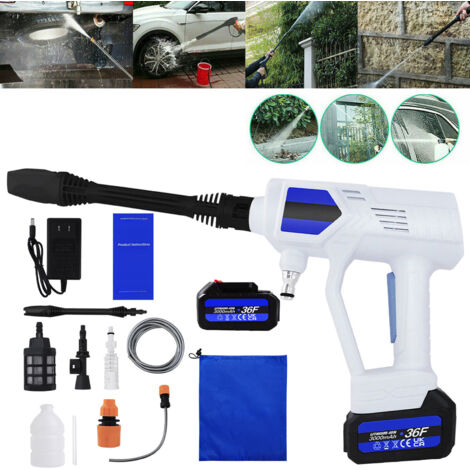 Cordless Power Washer, 21V Cordless Pressure Washer with 1.5Ah Rechargeable Battery, 6-in-1 Adjustable Nozzles, Portable Pressure Washer for Car Wash, Outdor Fence, Floor Cleaning & Garden Watering