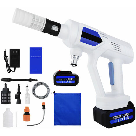 Cordless Power Washer, 21V Cordless Pressure Washer with 1.5Ah Rechargeable Battery, 6-in-1 Adjustable Nozzles, Portable Pressure Washer for Car Wash, Outdor Fence, Floor Cleaning & Garden Watering