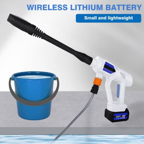 Cordless Pressure Cleaner Portable Pressure Washer Lightweight Cordless Jet Wash Car Washer with 1.5Ah Battery Foam Generator Nozzle Water Pump 5M Hose