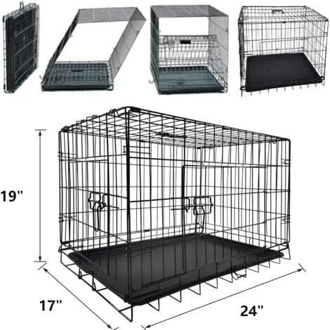 Dog Crate - Heavy-Duty Metal Wire Dog Cage - Foldable, Portable Kennel ...