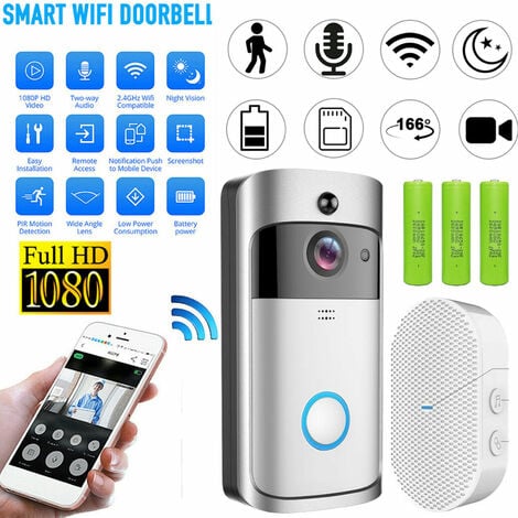 Wireless WiFi Smart Video Doorbell Phone Security Camera Door Bell Ring  Intercom Color White