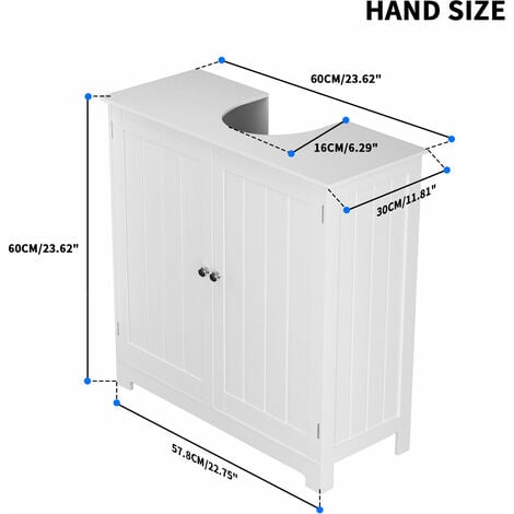 Under Sink Cabinet, Bathroom Floor Cabinet with 2 Doors and 2 Shelves Wooden Space Saving Free Standing for Bathroom