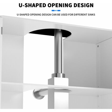 Under Sink Cabinet, Bathroom Floor Cabinet with 2 Doors and 2 Shelves Wooden Space Saving Free Standing for Bathroom