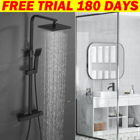 Thermostatic Shower Mixer Set,Black Exposed Thermostatic Shower System ...