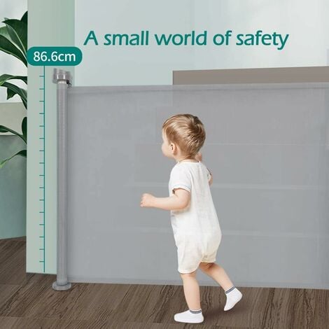 GCCSJ Retractable Baby Gate, 118" Extra Wide Baby Gates For Stair, Extended Pet Gate For Dogs, Useful Safety Gates For Hallways, Kitchens, Indoor, Outdoor, Bedrooms, Grey