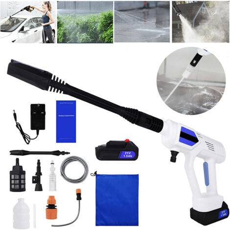 21V Portable Pressure Washer Cordless Power Washer with 2 Batteries 3.0Ah Large Capacity, 653 PSI High Pressure Cleaner Jet Car Washer Gun Kit, 25000 RPM 3 Speed Adjustable High Power Washer Machine (1/5)