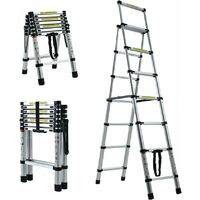 Telescoping Step Ladder Aluminum Folding Stepladder 6+7 Steps Max 150kgs Capacity A-Frame Multipurpose Ladder for Indoor and Outdoor Household