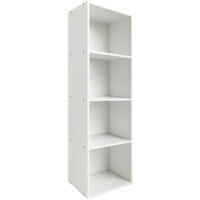 4 Cube Small Bookshelf Storage Organizer Shelf Wooden Corner Bookcase, Modern Thin Cubes Storage Organizer Display Shelving for Bedroom, Library, Living Room, Home, Office, White