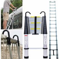 6.2M Aluminium Telescopic Ladder with Detachable Hook, Portable Extension Folding Ladder 150KG Capacity, Easy to Store, Closed Size 109x48x8.8cm