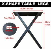 Table Legs Set of 2, Heavy Duty Industrial X Shaped DIY Furniture Table Legs Coffee Table Legs with Screws for DIY Table Desk Breakfast Bar Stand Bench