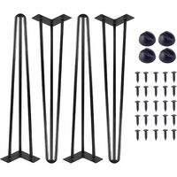 Hairpin Legs Coffee Table Legs 16 inch DIY Metal Table Legs Black 3 Rod 10mm with Free Screws and Floor Protector Feet