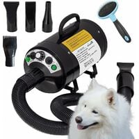 220V Dog Hair Dryer Professional High Velocity Blower blaster 500W-2800W 4HP Hot and Cold Adjustable stepless Airflow Drying Deshedding with Dog Grooming Brush