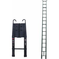 6.2M/20.35ft Telescopic Ladder Multi-Purpose Extendable Step Aluminium Folding Portable Space-Saving Ladders EN131 Certificate Max Load 150kg/330lb with Detachable Roof Hook