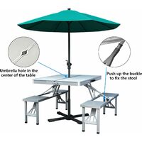 Outdoor Picnic Table Camping Table and Bench Set 4 Camping Stools Travel BBQ Folding Portable Seat Set Dining Chairs Stool Aluminium Dining Table