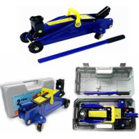 Hydraulic Trolley Floor Jack with 5.31 - 12.6 inch Adjustable Height Car 2 Tonne Kit 4 Castors & Carry Handle Lift W/ Case for Cars, Light Vans
