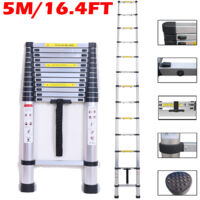Multi-Purpose 5M Aluminium Telescopic Ladder Heavy Duty Loft Step Home Ladders