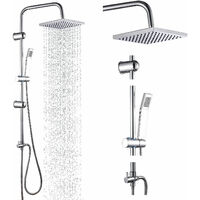 Zalerock Rain Square Single Handle 1-Spray Shower Faucet 1.8 GPM W/ Valve 10in. Dual Shower Heads Shower System In Chrome HAZ021 - View #6