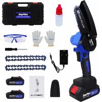 Mini Chainsaw Brushless 6 Inch with 2 Rechargeable Battery and Fast Charger, Battery Powered Electric Chainsaw for Tree Pruning, Cordless Power Chain Saws with 2 Chains and Speed 2200RPM