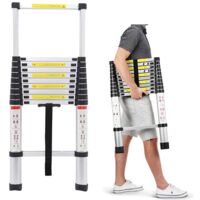 10.5Ft 3.2M Extendable Alminium Ladders Telescopic Folding Extending Portable 11 Steps Loft Extension Ladder DIY Multi Purpose Ladder