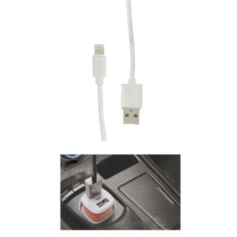 Cargador para coche iPhone Xs + Cable Apple Lightning - Original - 2  Amperios - 0,5 metros 