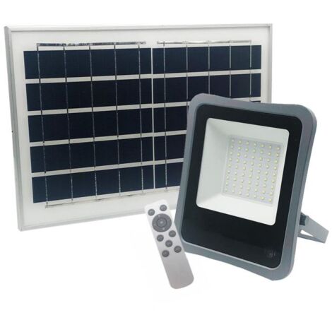Foco proyector solar de 10.000Lm con placa con mando a distancia regulable  IP65