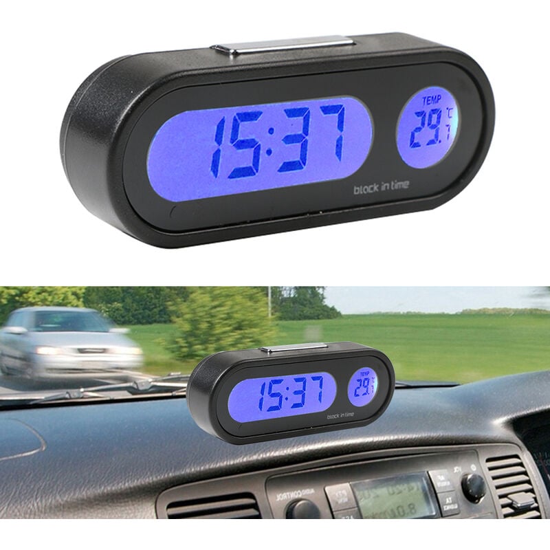 Horloge numérique de tableau de bord de voiture lcd auto-adhésive avec  affichage du calendrier
