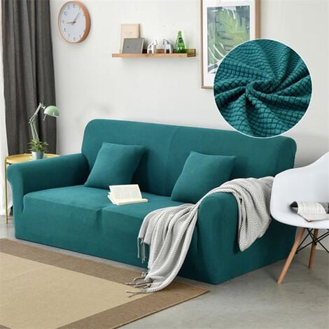 Housse de canapé 2 places réversible adaptable - Elegant – 190X140 cm -  Bleus