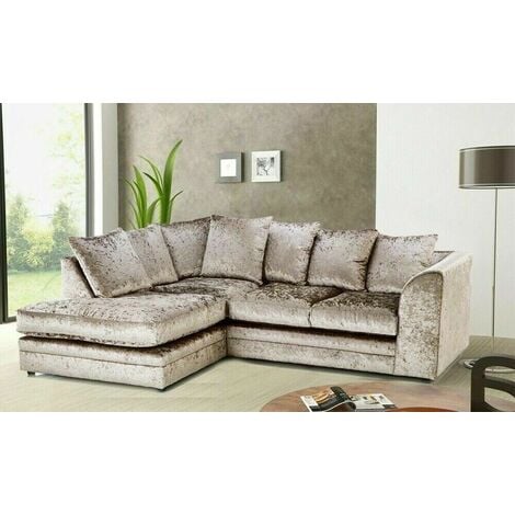 Crushed velvet left online hand corner sofa