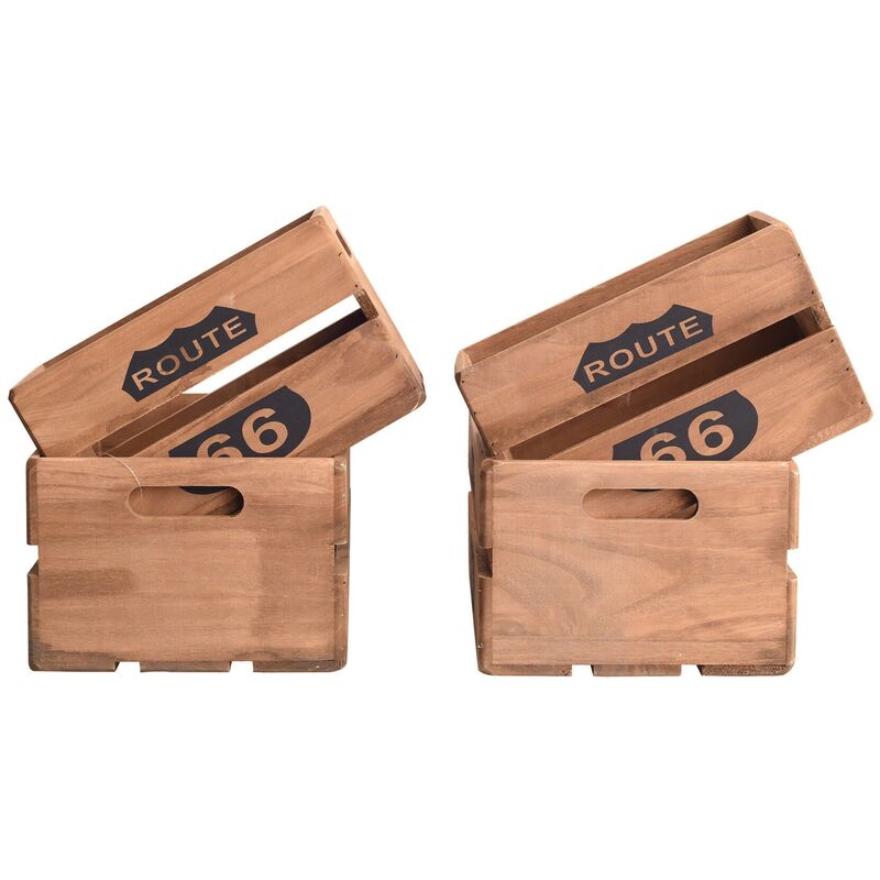 Set de 2 cajas de almacenaje de madera maciza reciclada