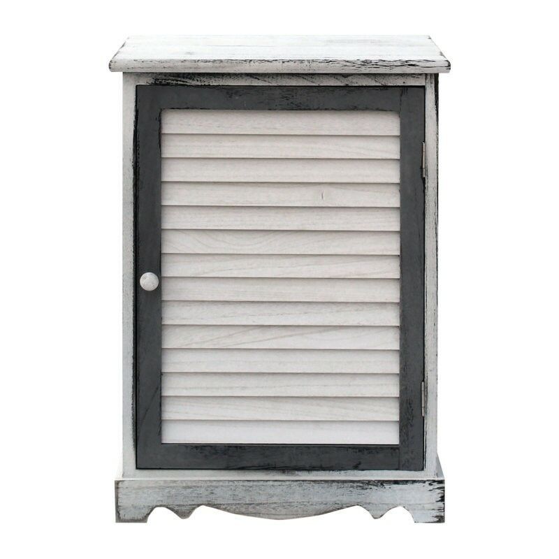 Rebecca Mobili Mesita noche armario con 1 puerta estilo retro blanco gris baño dormitorio decoración hogar medidas 58 42 32 cm re6078 58x42x32