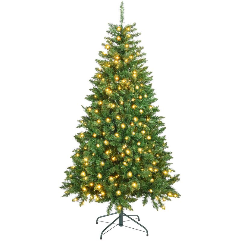Rebecca Mobili Árbol de Navidad Artificial 180 cm Grueso Verde 800 Ramas con 300 Luces Incluidas