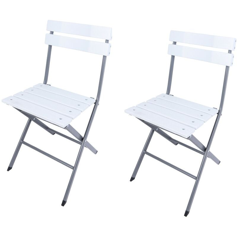 Rebecca Mobili Juego de 2 sillas plegables acero para y exterior gris claro blanco bars restaurantes dimensiones axanxfon 78 x 37 45 re6820