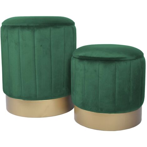 Puf con almacenaje Rebecca Mobili Giunco 44x35,5x35,5 Tela de Poliéster Acero Verde Amarillo Moderno