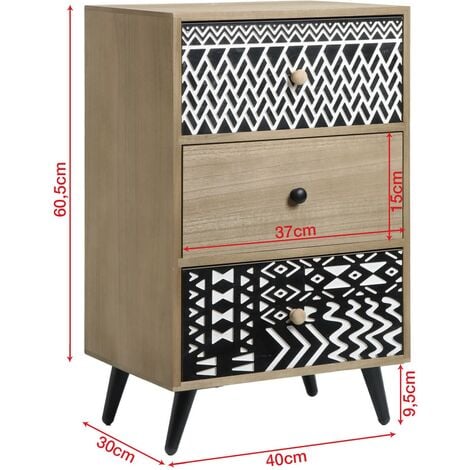 Mueble bajo de estilo boho chic con 4 cajones - Mobili Rebecca