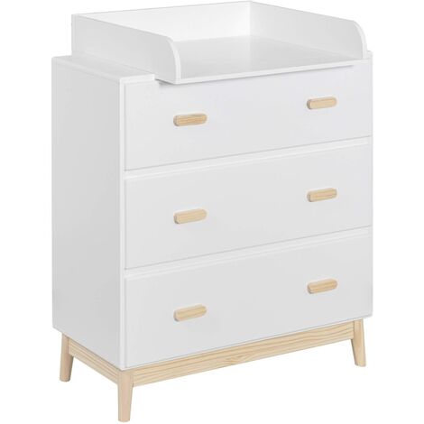 Cambiador Mobili Rebecca Betula 100x80x42 MDF Pino Blanco Marrón Escandinavo Para Montar