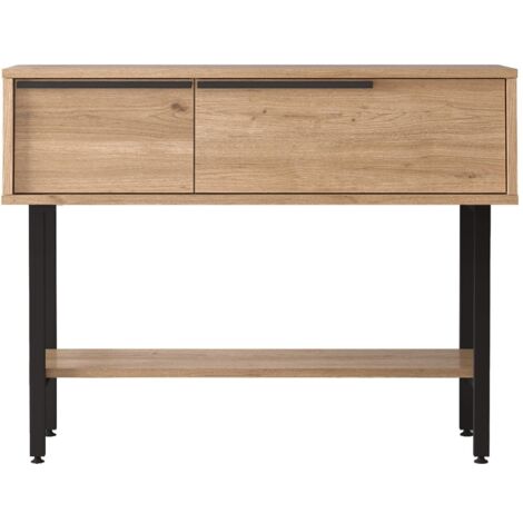 Consola de entrada Rebecca Mobili Hinoki 76x100x29,5 Tablero de partículas  Hierro Roble Claro Gris