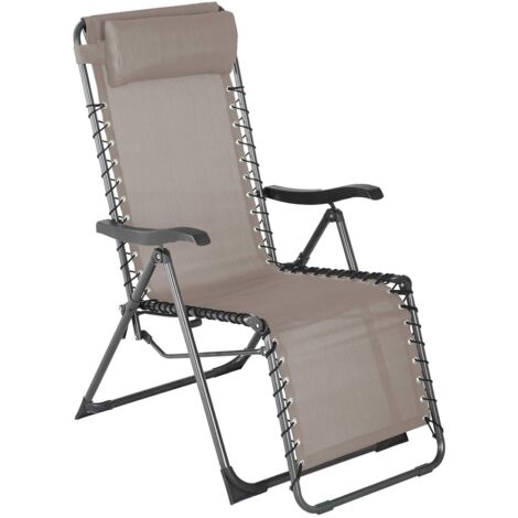 Silla Reclinable Gravedad Cero Rebecca Mobili Wollemi 113x66x104 Poliéster Acero Beige Gris Oscuro (1/5)