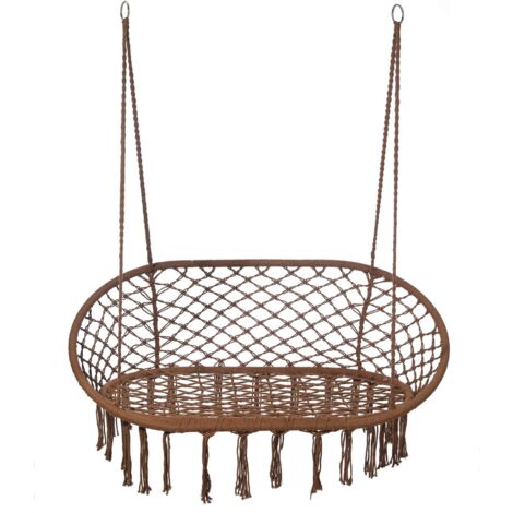 Silla Colgante Rebecca Mobili Hesperis 150x130x70 Polialgodón Acero Marrón Boho