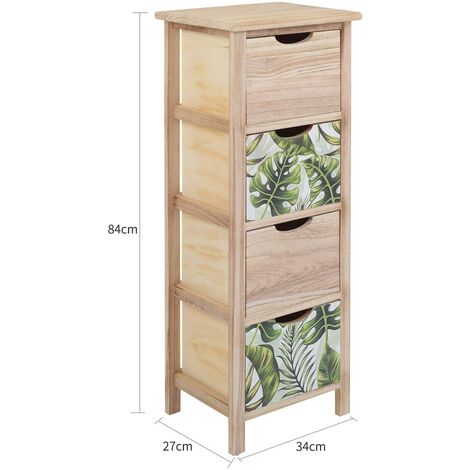 Rebecca Mobili Cajonera Mesita Noche 4 Cajones Madera Verde Moderno 84x34x27